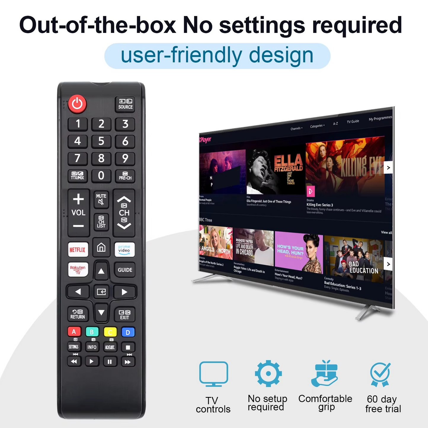 Universal Remote for All Samsung TV Remote BN59-01315J Replacement for All Samsung LCD LED HDTV 3D Smart TVs with Hulu Netflix