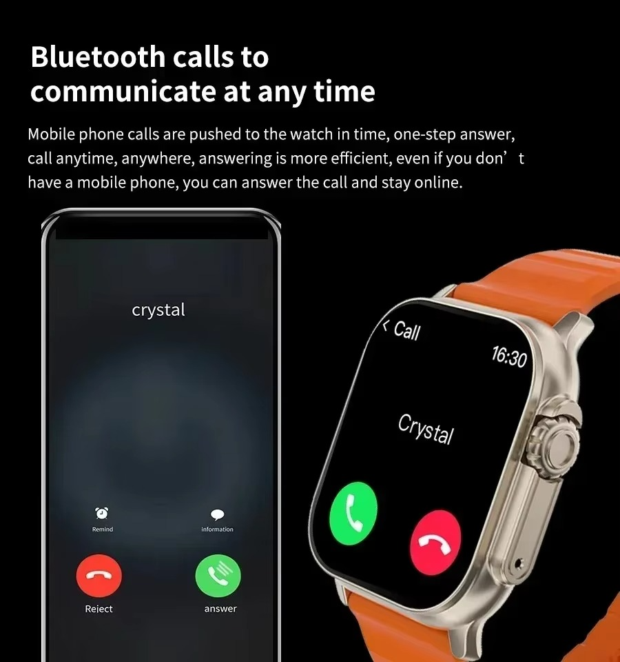 Smartwatch T900 U2 for Men and Women, Bluetooth Call, Wireless Charging, NFC, GPS Track, BT, Music, Games,